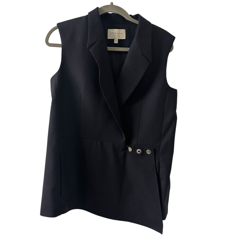 Public School NYC Sleeveless Navy Blue Blazer 100% Wool Womens size 8